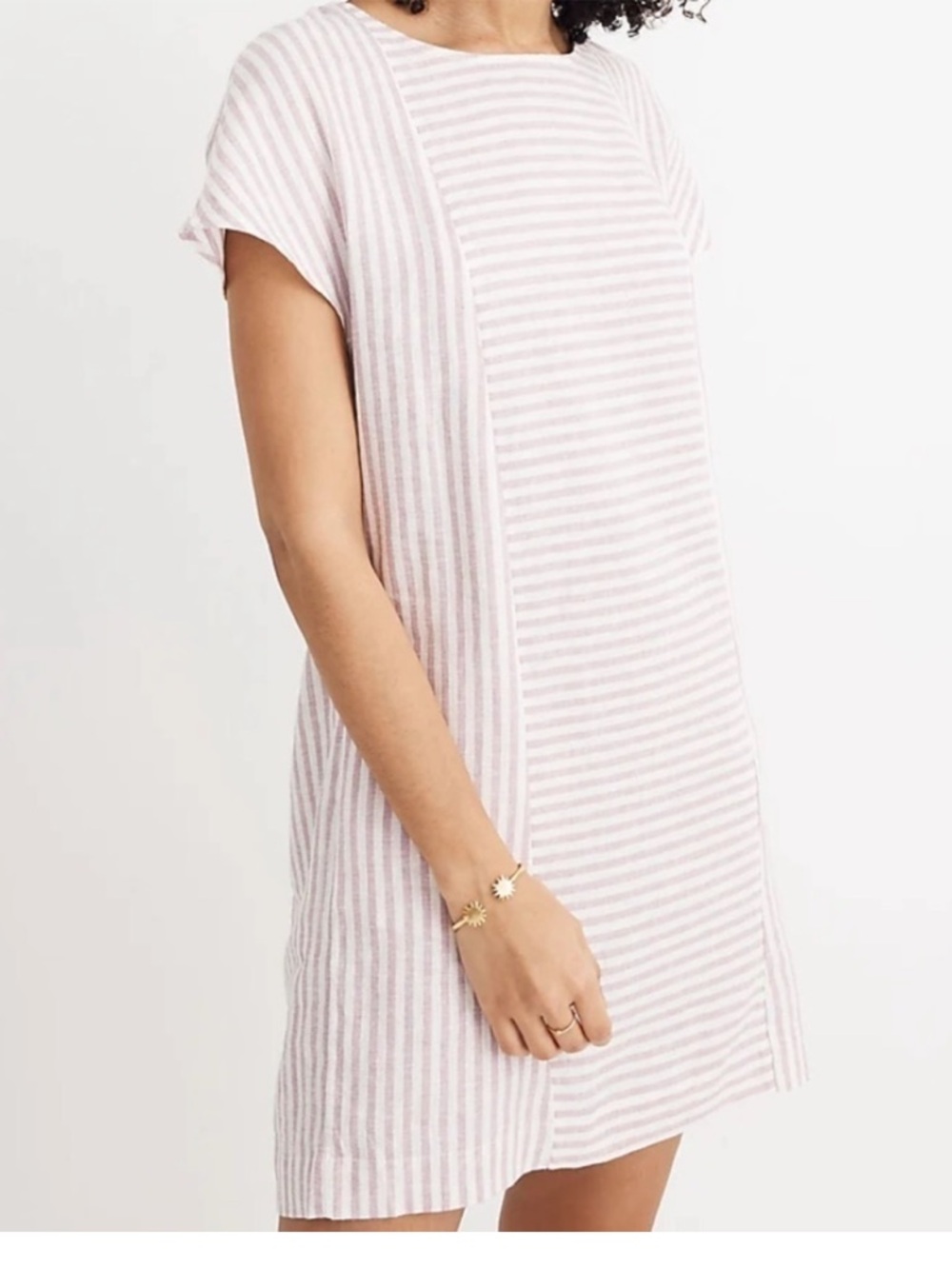 Madewell Soft Purple & White Striped Shift Mini Dress